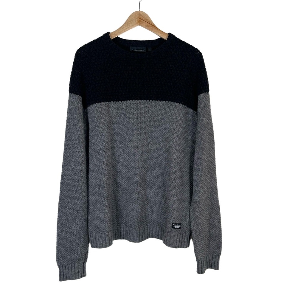 Peak Performance Mens Sweater L Black‎ Gray Lincoln C Wool Blend Scandi